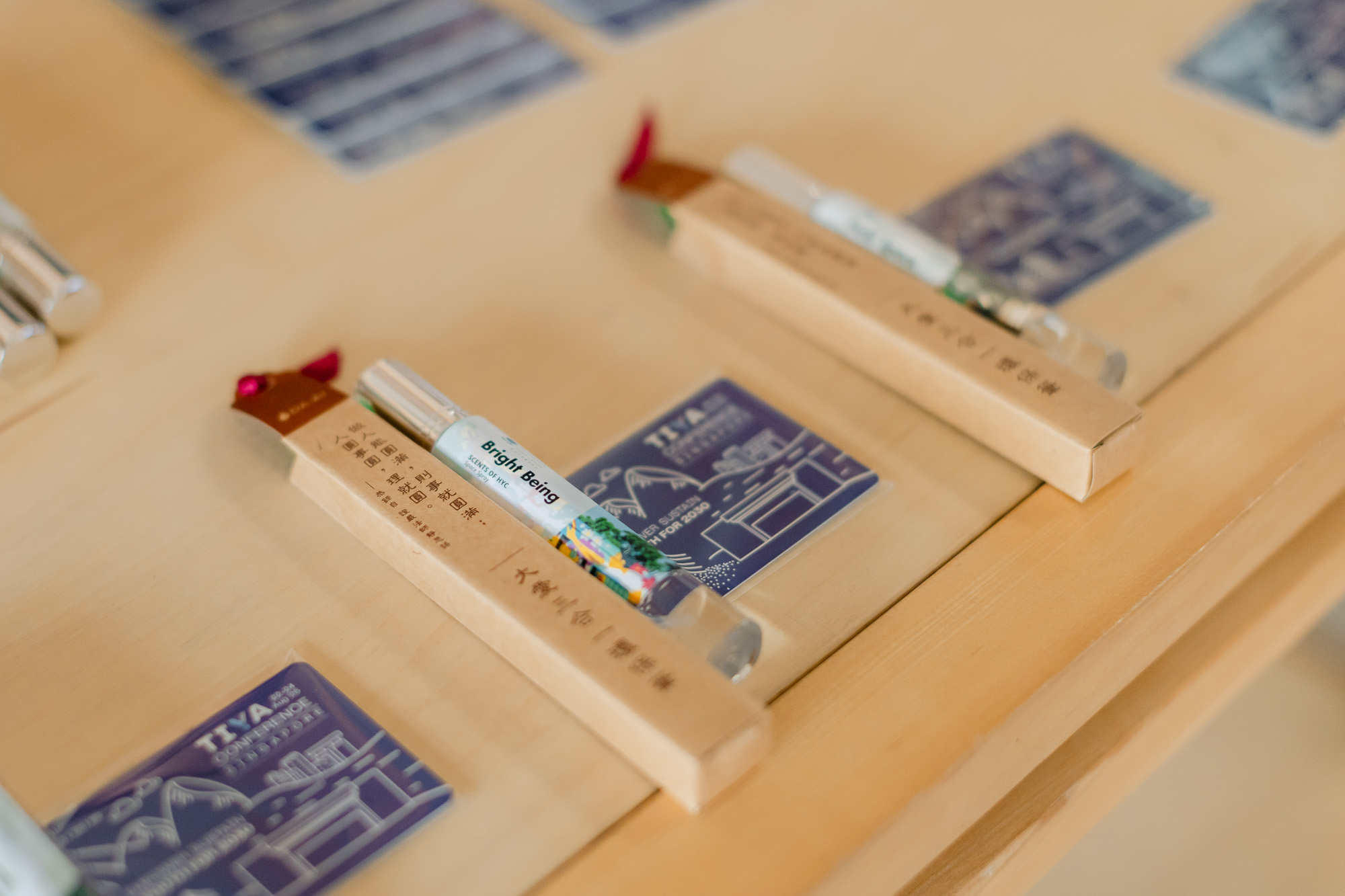 This year introduced the "Wellbeing Zone" with aromatherapy, mindfulness, and music, allowing participants to relax their body and mind while exploring sustainable topics. The conference provided participants with souvenirs such as custom-made perfumes, pens, and ez-link cards. (Photo by Donn Tan) 